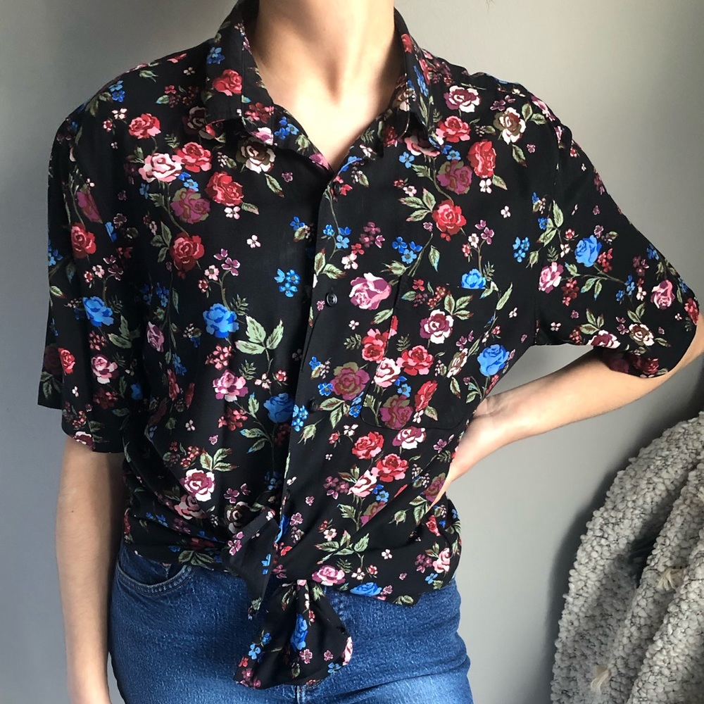 Urban Outfitters Black Floral Top